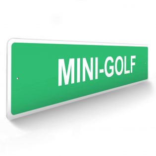 Panneau de signalisation pour camping "MINI-GOLF" - 48 x 10 cm - Vert