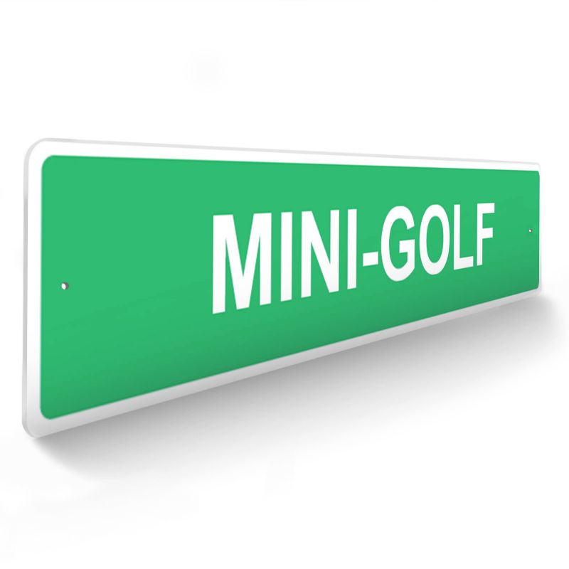 Panneau de signalisation pour camping "MINI-GOLF" - 48 x 10 cm - Vert Panneau de signalisation pour camping "MINI-GOLF" - 48 x 10 cm - Vert