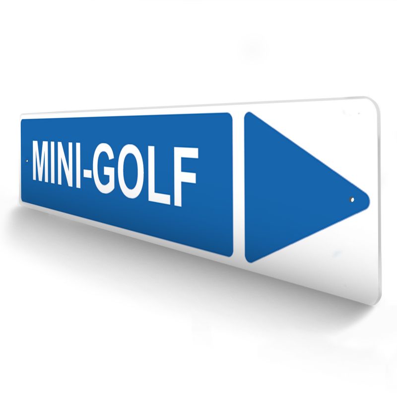 Panneau de signalisation pour camping "MINI-GOLF Droite" - 48 x 10 cm - Bleu Panneau de signalisation pour camping "MINI-GOLF Droite" - 48 x 10 cm - Bleu