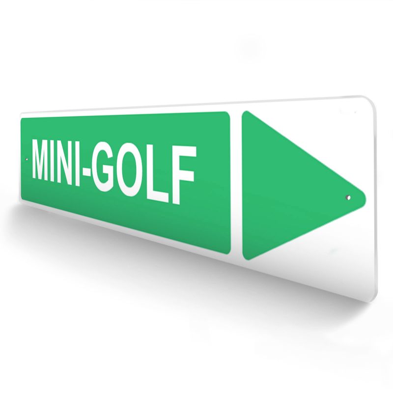 Panneau de signalisation pour camping "MINI-GOLF Droite" - 48 x 10 cm - Vert Panneau de signalisation pour camping "MINI-GOLF Droite" - 48 x 10 cm - Vert