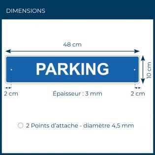 Panneau de signalisation pour camping "PARKING" - 48 x 10 cm - Bleu