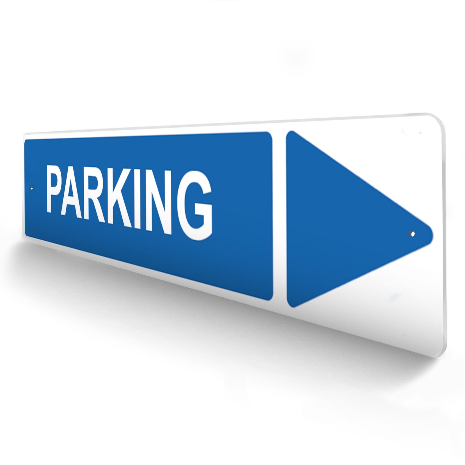 Panneau de signalisation pour camping "PARKING Droite" - 48 x 10 cm - Bleu