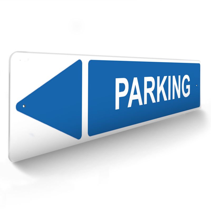 Panneau de signalisation pour camping "PARKING Gauche" - 48 x 10 cm - Bleu Panneau de signalisation pour camping "PARKING Gauche" - 48 x 10 cm - Bleu