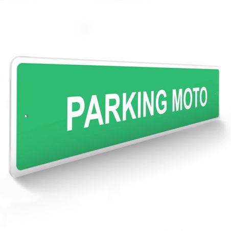 Panneau de signalisation pour camping "PARKING MOTO" - 48 x 10 cm - Vert