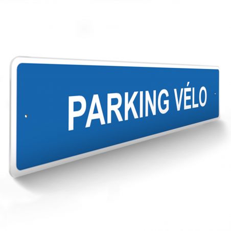 Panneau de signalisation pour camping "PARKING VELO" - 48 x 10 cm - Bleu