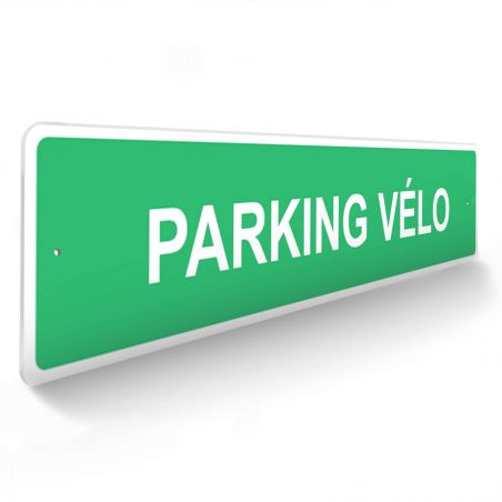 Panneau de signalisation pour camping "PARKING VELO" - 48 x 10 cm - Vert