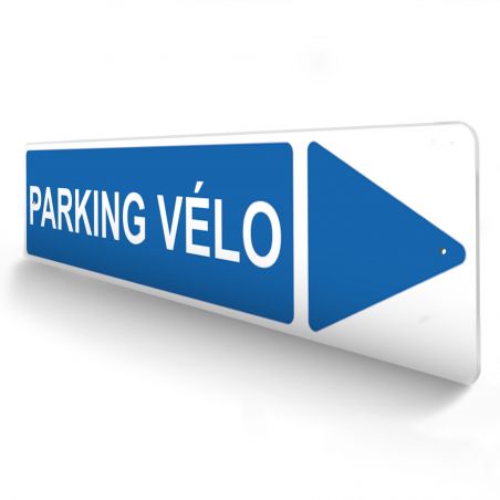 Panneau de signalisation pour camping "PARKING VELO Droite" - 48 x 10 cm - Bleu