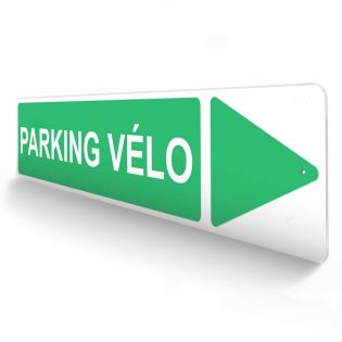Panneau de signalisation pour camping "PARKING VELO Droite" - 48 x 10 cm - Vert