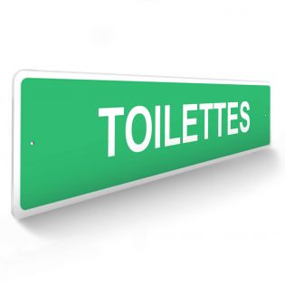 Panneau de signalisation pour camping "TOILETTES" - 48 x 10 cm - Vert