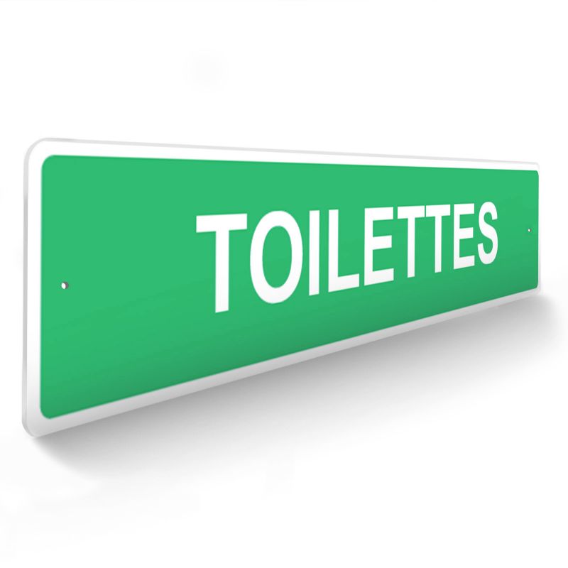 Panneau de signalisation pour camping "TOILETTES" - 48 x 10 cm - Vert Panneau de signalisation pour camping "TOILETTES" - 48 x 10 cm - Vert