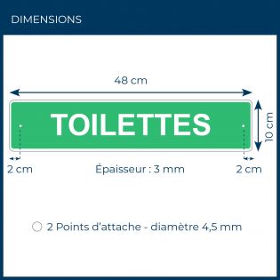 Panneau de signalisation pour camping "TOILETTES" - 48 x 10 cm - Vert