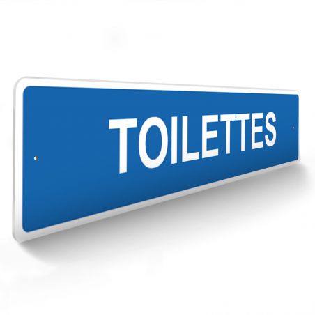 Panneau de signalisation pour camping "TOILETTES" - 48 x 10 cm - Bleu