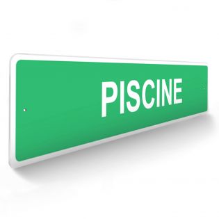 Panneau de signalisation pour camping "PISCINE" - 48 x 10 cm - Vert