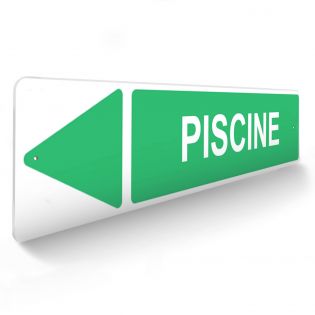 Panneau de signalisation pour camping "PISCINE Gauche" - 48 x 10 cm - Vert