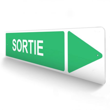 Panneau de signalisation pour camping "SORTIE Droite" - 48 x 10 cm - Vert