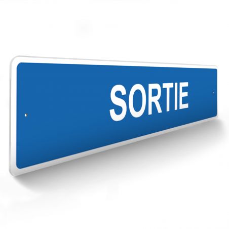Panneau de signalisation pour camping "SORTIE" - 48 x 10 cm - Bleu