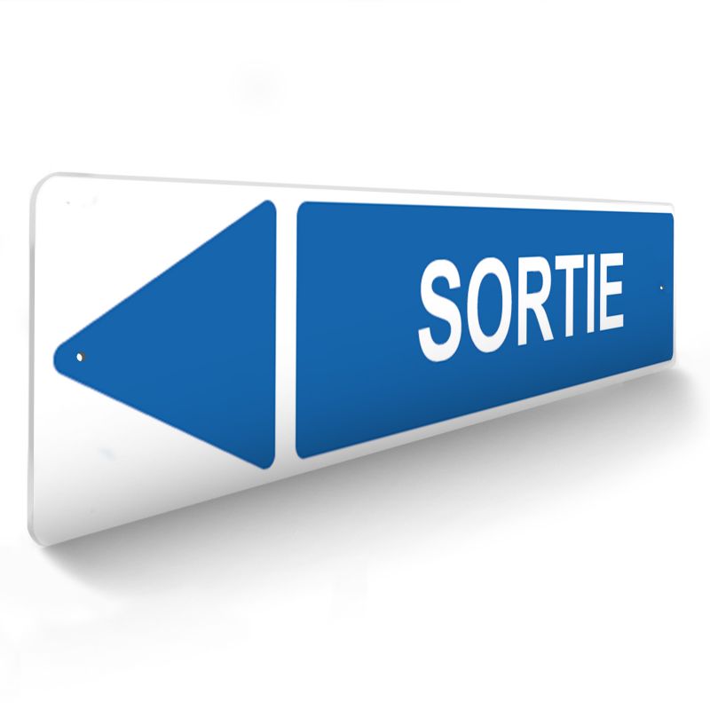 Panneau de signalisation pour camping "SORTIE Gauche" - 48 x 10 cm - Bleu Panneau de signalisation pour camping "SORTIE Gauche" - 48 x 10 cm - Bleu