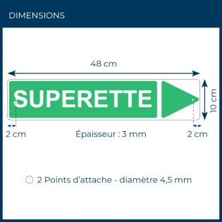 Panneau de signalisation pour camping "SANITAIRES Droite" - 48 x 10 cm - Vert