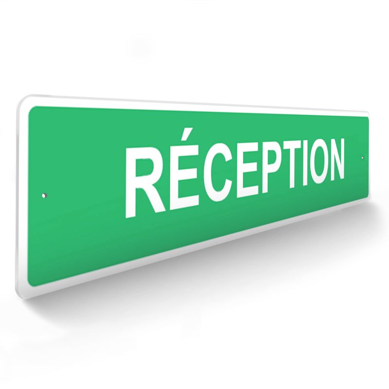 Panneau de signalisation pour camping "RECEPTION" - 48 x 10 cm - Vert Panneau de signalisation pour camping "RECEPTION" - 48 x 10 cm - Vert
