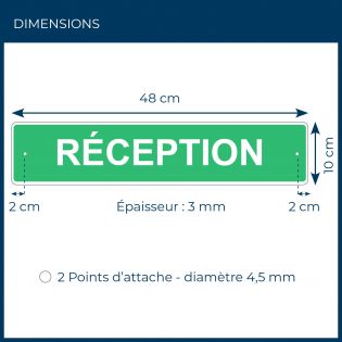 Panneau de signalisation pour camping "RECEPTION" - 48 x 10 cm - Vert
