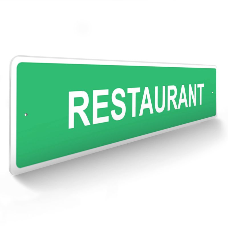 Panneau de signalisation pour camping "RESTAURANT" - 48 x 10 cm - Vert Panneau de signalisation pour camping "RESTAURANT" - 48 x 10 cm - Vert