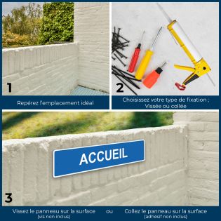 Panneau de signalisation pour camping "SORTIE Droite" - 48 x 10 cm - Bleu
