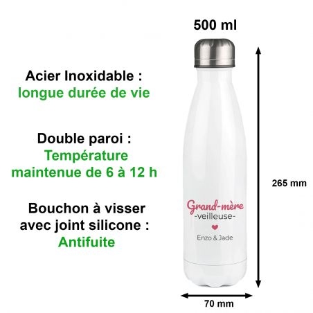 Bouteille isotherme personnalisable photo prénom logo - Inox, 50 cL - Personnalisé en France