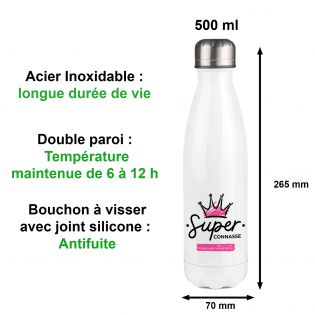 Bouteille isotherme personnalisable photo prénom logo - Inox, 50 cL - Personnalisé en France