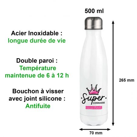 Bouteille isotherme personnalisable photo prénom logo - Inox, 50 cL - Personnalisé en France