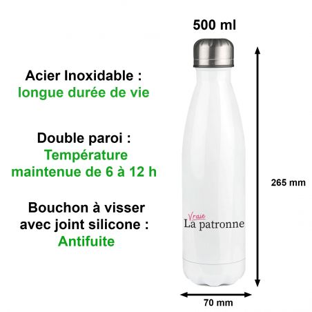 Pack de 2 Gourdes modèle Patron personnalisables avec Prénom - Cadeau personnalisé couple - Pour son/sa chéri(e)