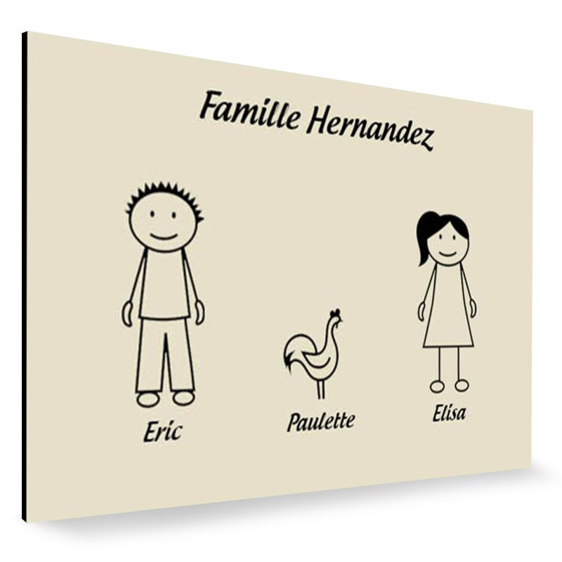Plaque de maison Family personnalisée avec 3 membres pour boite aux lettres - Format 12x8 cm - Couleur beige Plaque de maison Family personnalisée avec 3 membres pour boite aux lettres - Format 12x8 cm - Couleur beige