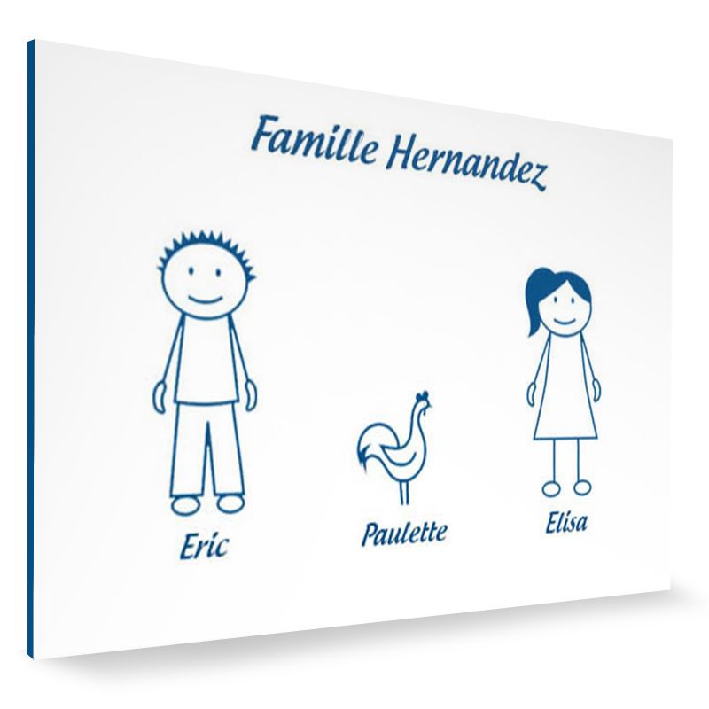 Plaque de maison Family personnalisée avec 3 membres pour boite aux lettres - Format 12x8 cm - Couleur blanche / bleue Plaque de maison Family personnalisée avec 3 membres pour boite aux lettres - Format 12x8 cm - Couleur blanche / bleue