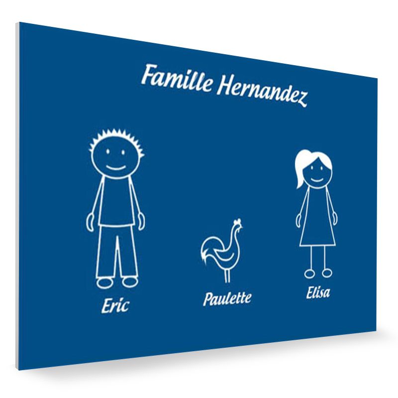 Plaque de maison Family personnalisée avec 3 membres pour boite aux lettres - Format 12x8 cm - Couleur bleue Plaque de maison Family personnalisée avec 3 membres pour boite aux lettres - Format 12x8 cm - Couleur bleue