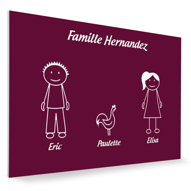Plaque de maison Family personnalisée avec 3 membres pour boite aux lettres - Format 12x8 cm - Couleur bordeaux Plaque de maison Family personnalisée avec 3 membres pour boite aux lettres - Format 12x8 cm - Couleur bordeaux