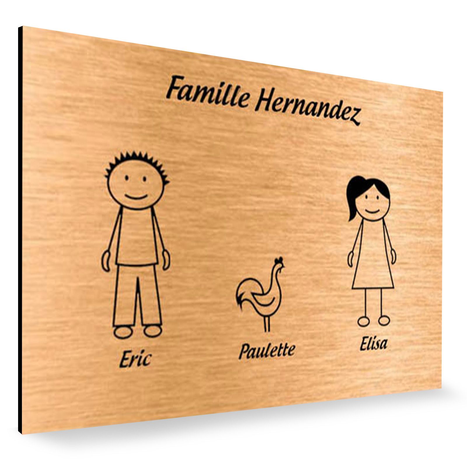 Plaque de maison Family personnalisée avec 3 membres pour boite aux lettres - Format 12x8 cm - Couleur cuivre