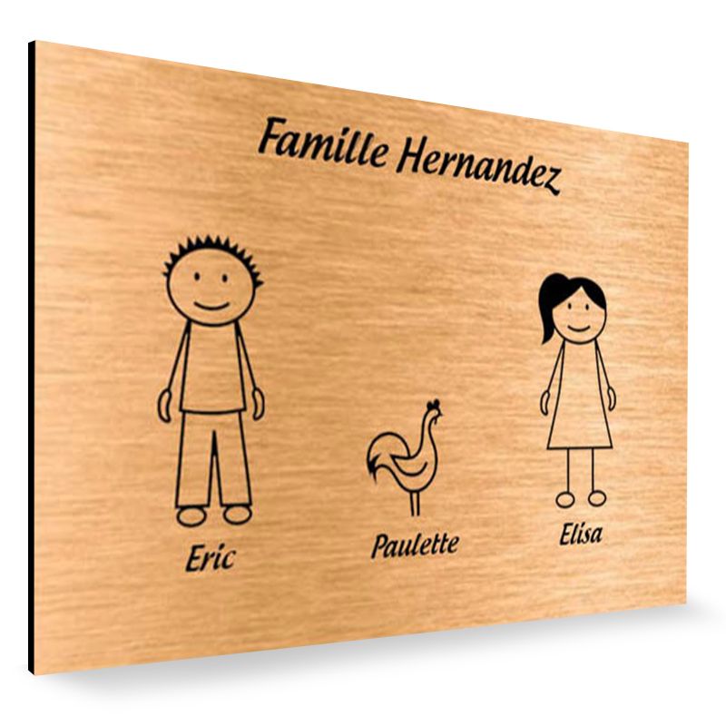 Plaque de maison Family personnalisée avec 3 membres pour boite aux lettres - Format 12x8 cm - Couleur cuivre Plaque de maison Family personnalisée avec 3 membres pour boite aux lettres - Format 12x8 cm - Couleur cuivre