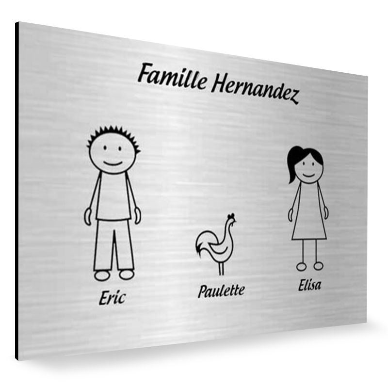 Plaque de maison Family personnalisée avec 3 membres pour boite aux lettres - Format 12x8 cm - Couleur argent Plaque de maison Family personnalisée avec 3 membres pour boite aux lettres - Format 12x8 cm - Couleur argent