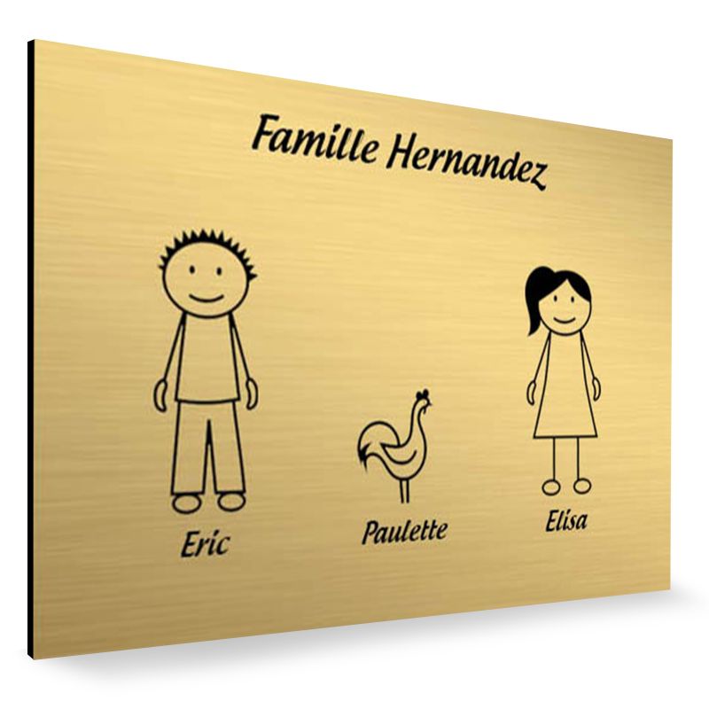 Plaque de maison Family personnalisée avec 3 membres pour boite aux lettres - Format 12x8 cm - Couleur or Plaque de maison Family personnalisée avec 3 membres pour boite aux lettres - Format 12x8 cm - Couleur or