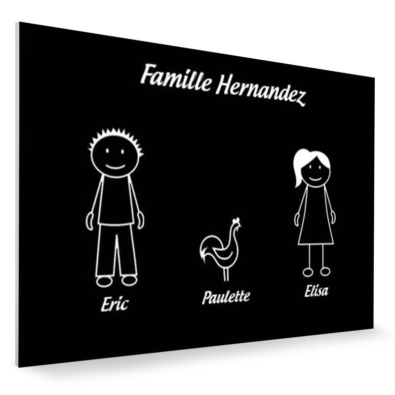 Plaque de maison Family personnalisée avec 3 membres pour boite aux lettres - Format 12x8 cm - Couleur noire Plaque de maison Family personnalisée avec 3 membres pour boite aux lettres - Format 12x8 cm - Couleur noire