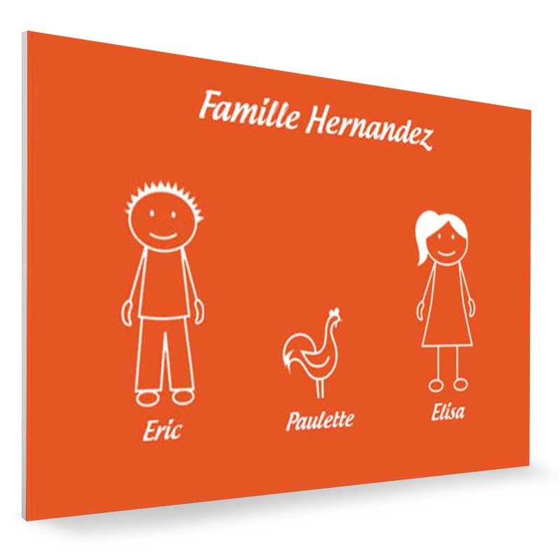 Plaque de maison Family personnalisée avec 3 membres pour boite aux lettres - Format 12x8 cm - Couleur orange Plaque de maison Family personnalisée avec 3 membres pour boite aux lettres - Format 12x8 cm - Couleur orange