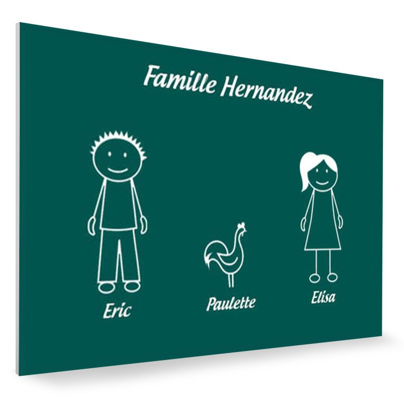 Plaque de maison Family personnalisée avec 3 membres pour boite aux lettres - Format 12x8 cm - Couleur vert foncé Plaque de maison Family personnalisée avec 3 membres pour boite aux lettres - Format 12x8 cm - Couleur vert foncé