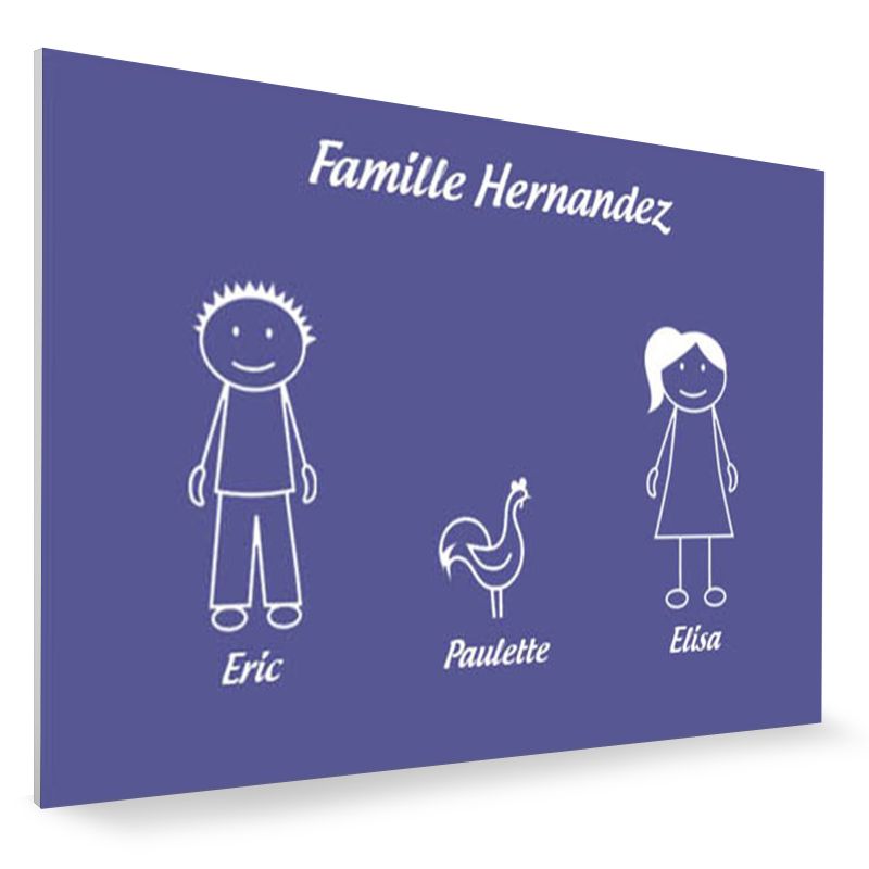 Plaque de maison Family personnalisée avec 3 membres pour boite aux lettres - Format 12x8 cm - Couleur violette Plaque de maison Family personnalisée avec 3 membres pour boite aux lettres - Format 12x8 cm - Couleur violette