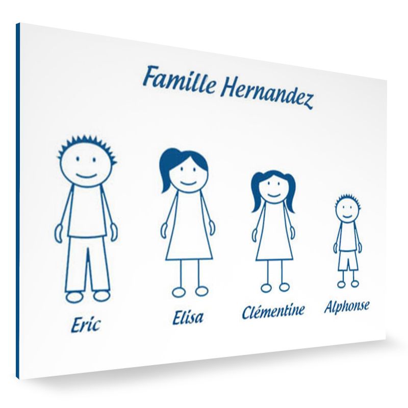 Plaque de maison Family personnalisée avec 4 membres pour boite aux lettres - Format 12x8 cm - Couleur blanche / bleue Plaque de maison Family personnalisée avec 4 membres pour boite aux lettres - Format 12x8 cm - Couleur blanche / bleue