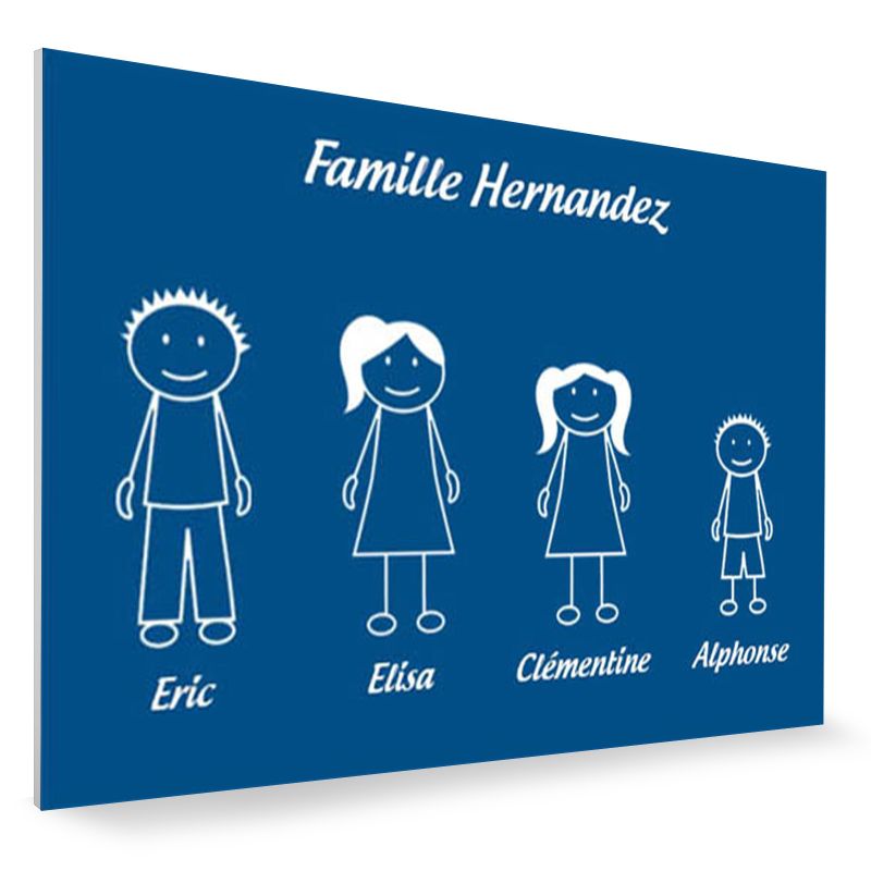 Plaque de maison Family personnalisée avec 4 membres pour boite aux lettres - Format 12x8 cm - Couleur bleue Plaque de maison Family personnalisée avec 4 membres pour boite aux lettres - Format 12x8 cm - Couleur bleue