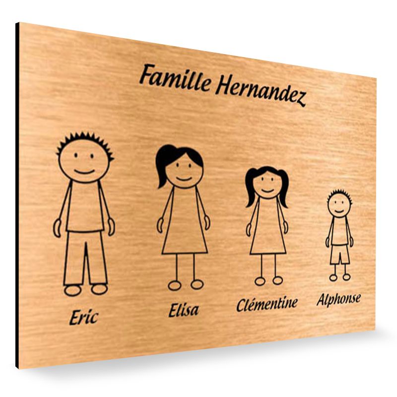 Plaque de maison Family personnalisée avec 4 membres pour boite aux lettres - Format 12x8 cm - Couleur cuivre Plaque de maison Family personnalisée avec 4 membres pour boite aux lettres - Format 12x8 cm - Couleur cuivre