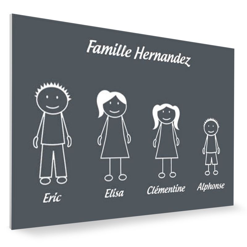 Plaque de maison Family personnalisée avec 4 membres pour boite aux lettres - Format 12x8 cm - Couleur grise Plaque de maison Family personnalisée avec 4 membres pour boite aux lettres - Format 12x8 cm - Couleur grise