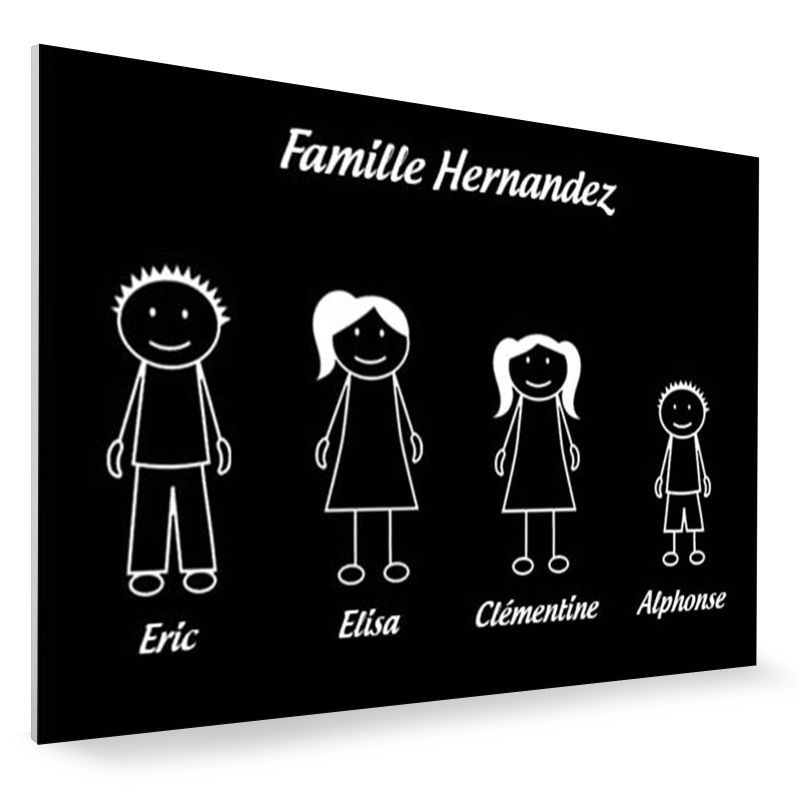 Plaque de maison Family personnalisée avec 4 membres pour boite aux lettres - Format 12x8 cm - Couleur noire Plaque de maison Family personnalisée avec 4 membres pour boite aux lettres - Format 12x8 cm - Couleur noire