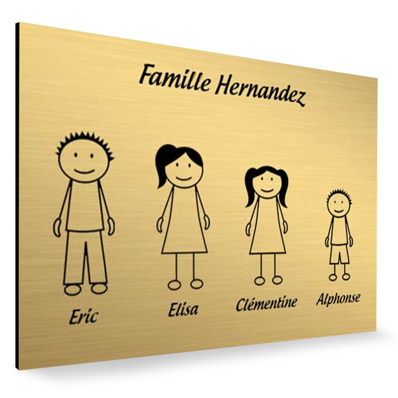 Plaque de maison Family personnalisée avec 4 membres pour boite aux lettres - Format 12x8 cm - Couleur or Plaque de maison Family personnalisée avec 4 membres pour boite aux lettres - Format 12x8 cm - Couleur or