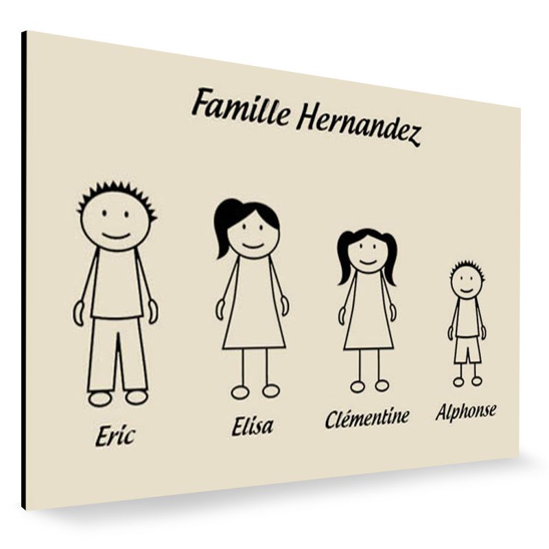 Plaque de maison Family personnalisée avec 4 membres pour boite aux lettres - Format 12x8 cm - Couleur beige Plaque de maison Family personnalisée avec 4 membres pour boite aux lettres - Format 12x8 cm - Couleur beige
