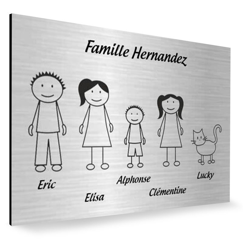 Plaque de maison Family personnalisée avec 5 membres pour boite aux lettres - Format 12x8 cm - Couleur argent Plaque de maison Family personnalisée avec 5 membres pour boite aux lettres - Format 12x8 cm - Couleur argent